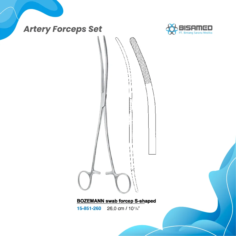 BOZEMANN swab forcep S-shaped 26 cm
