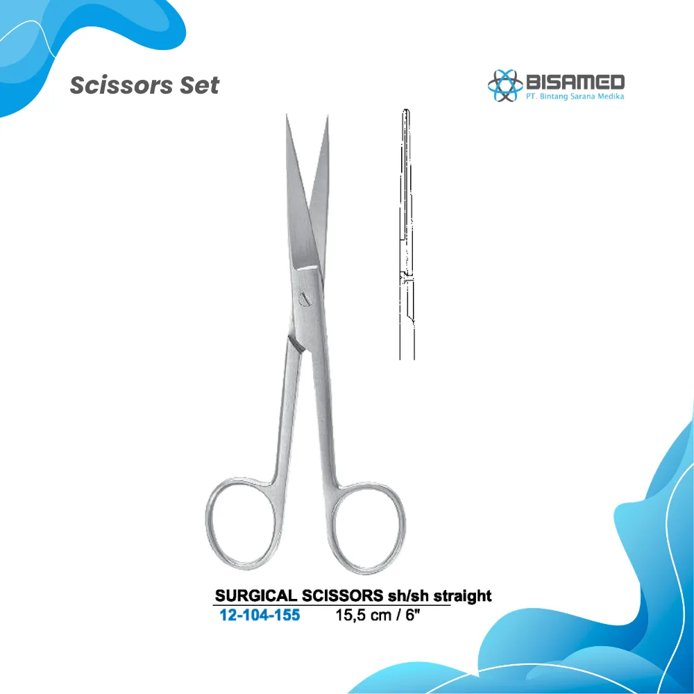 SURGICAL SCISSORS sh/sh straight 15,5 cm