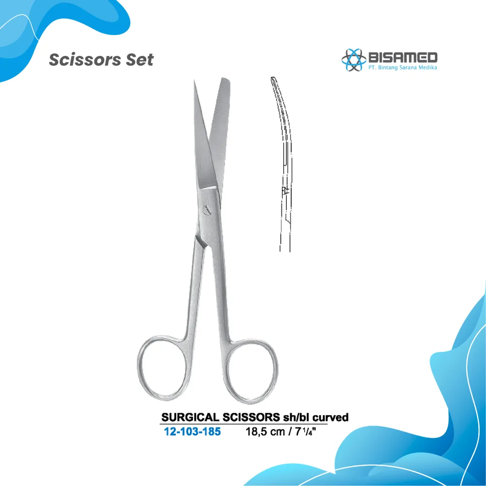 SURGICAL SCISSORS sh/bl curved  18,5 cm