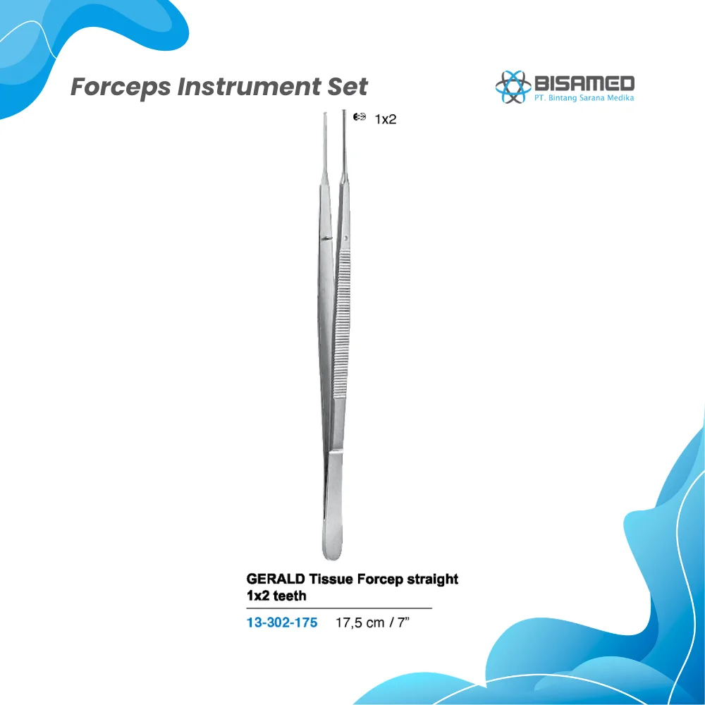 GERALD Tissue Forcep straight 1x2 teeth   17,5 cm