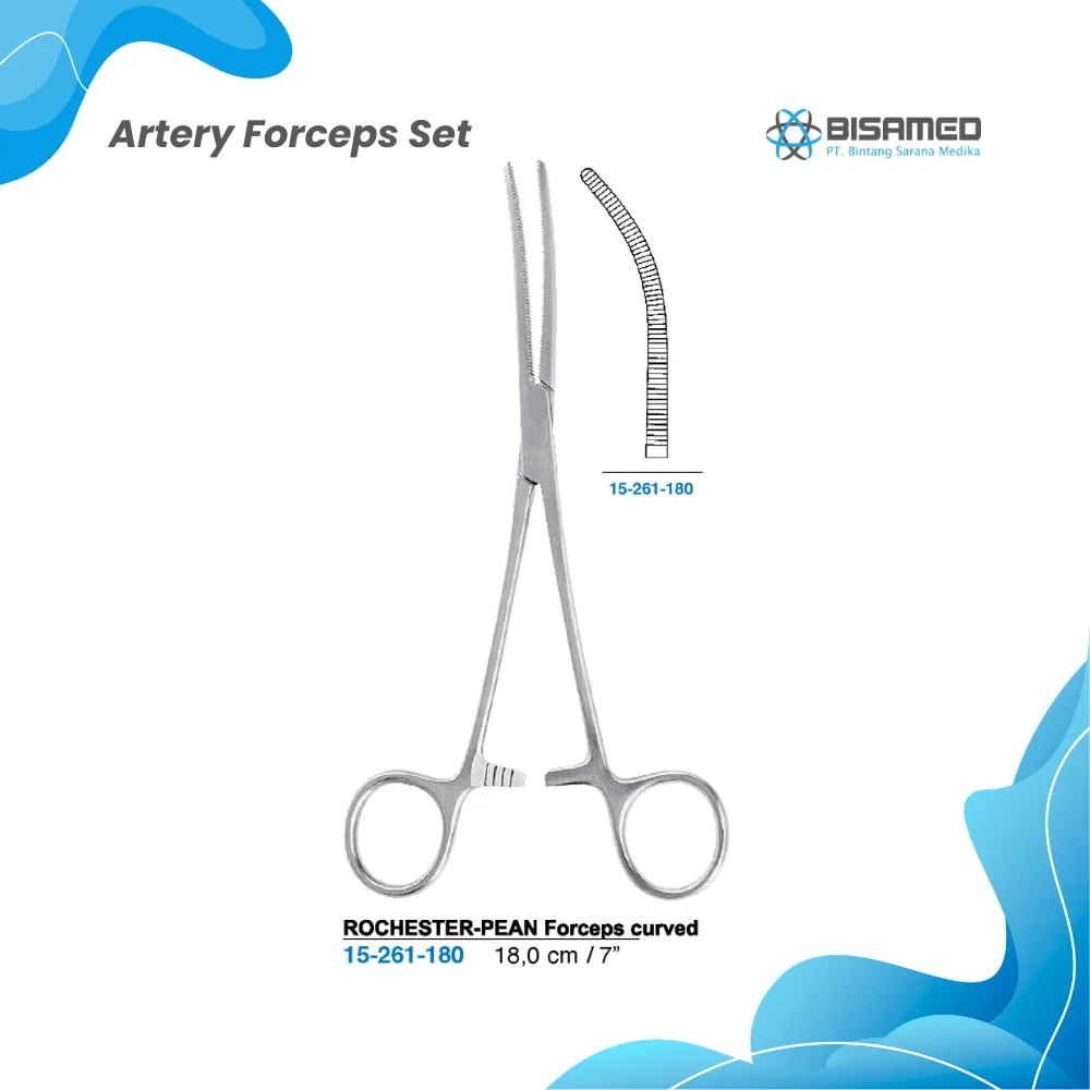 ROCHESTER-PEAN Forceps curved 18 cm
