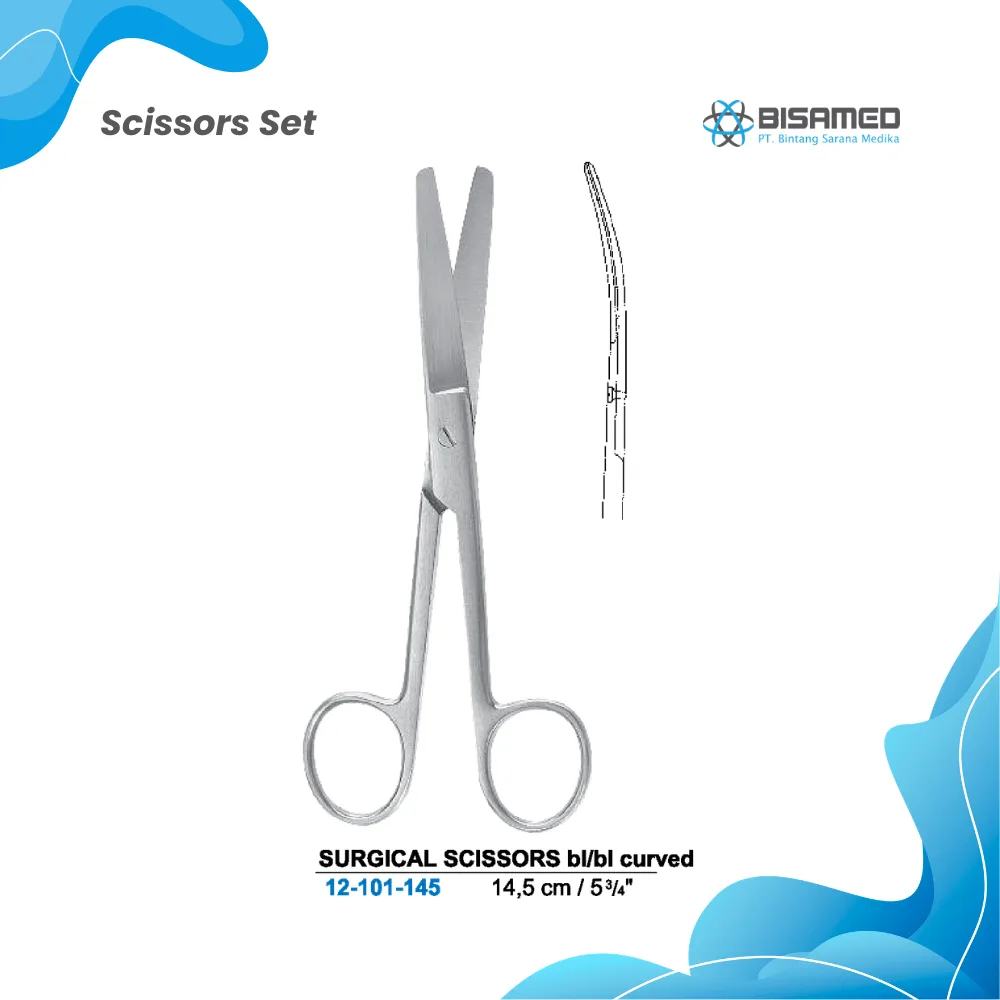 SURGICAL SCISSORS bl/bl curved 14,5 cm