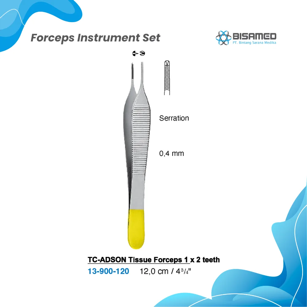 BISAMED TC-ADSON Tissue Forceps 1 x 2 teeth 12 cm