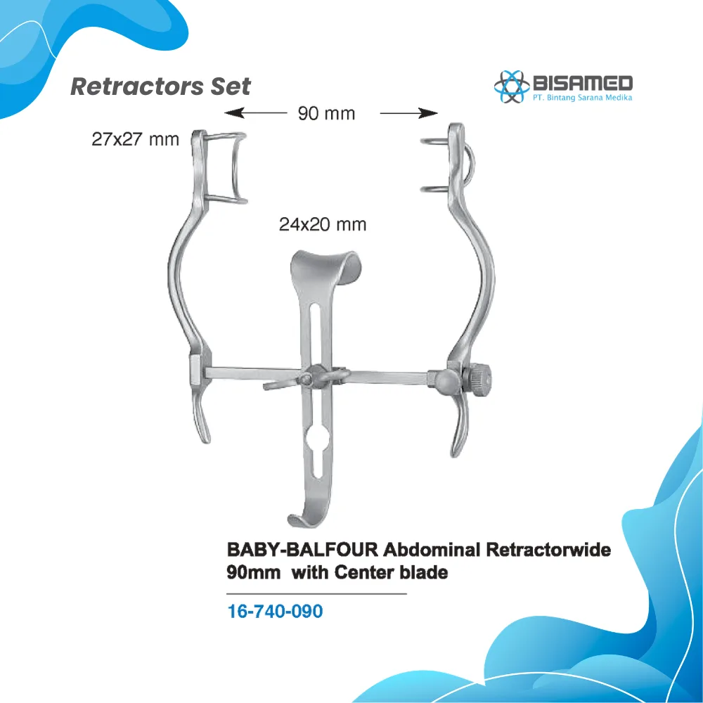 BABY-BALFOUR Abdominal Retractorwide 90mm   with Center blade 24 x 20 mm