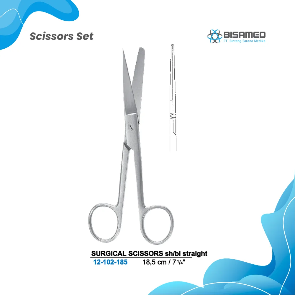 SURGICAL SCISSORS sh/bl straight  18,5 cm