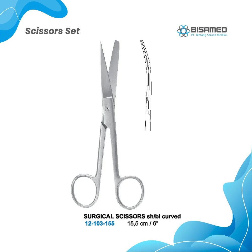 SURGICAL SCISSORS sh/bl curved 15,5 cm
