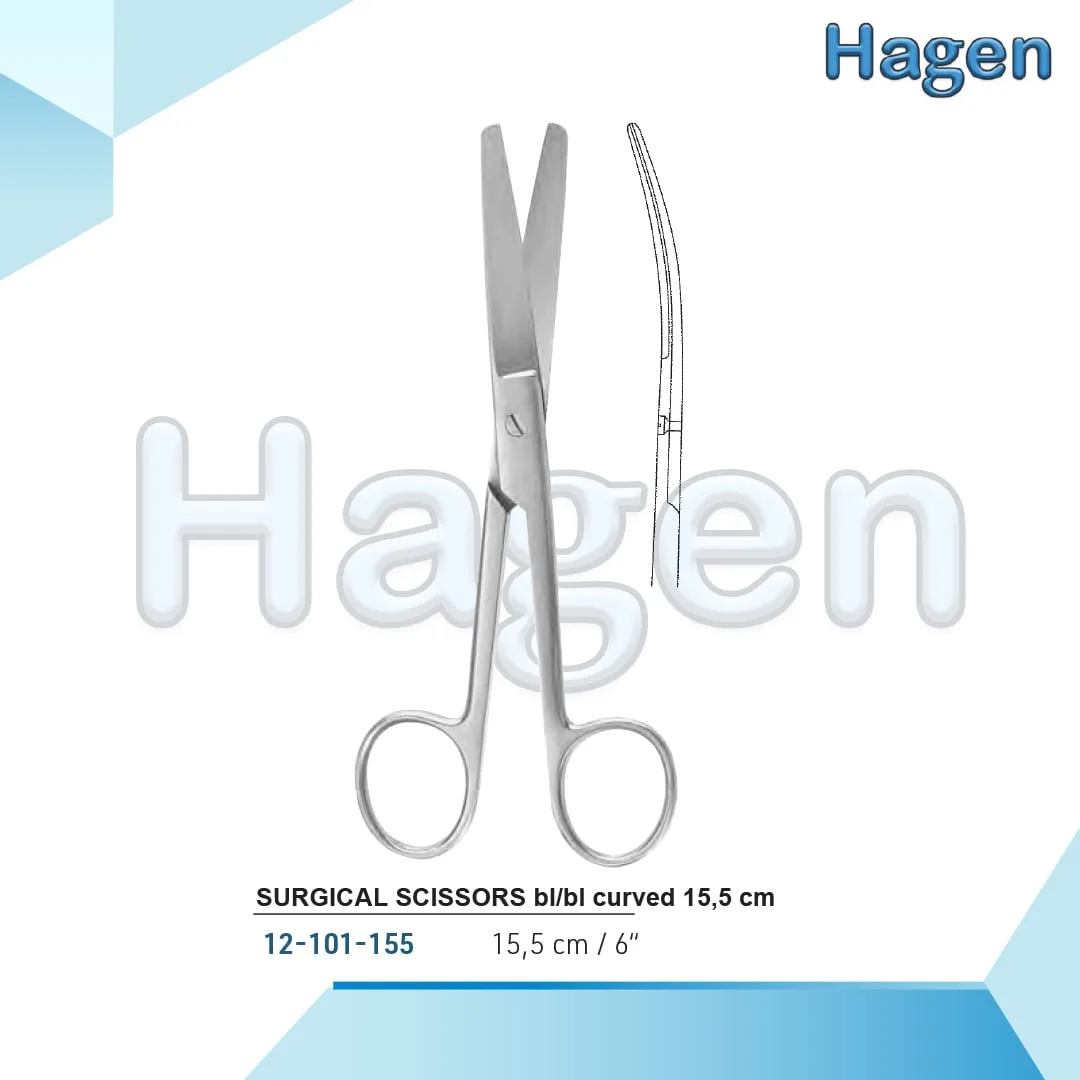 SURGICAL SCISSORS bl/bl curved  15,5 cm