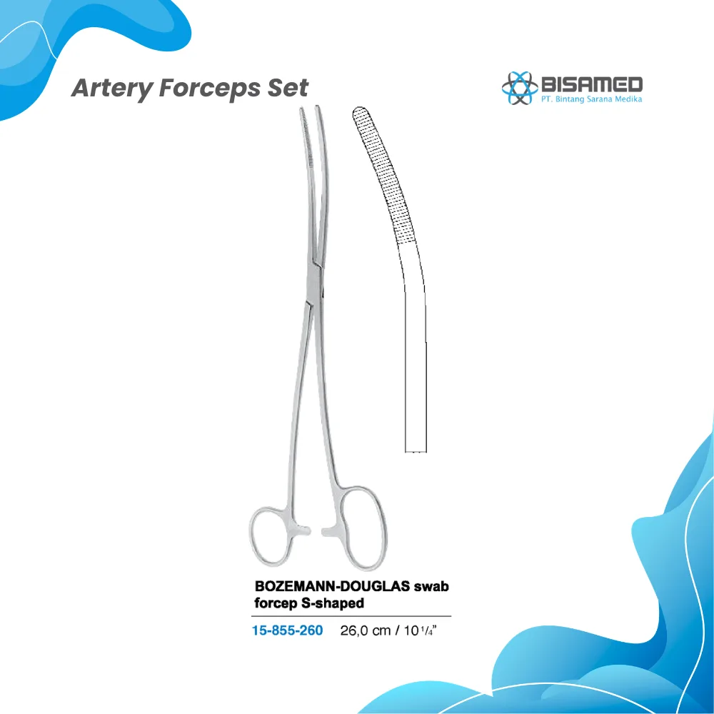 BOZEMANN-DOUGLAS swab forcep S-shaped 26,0 cm