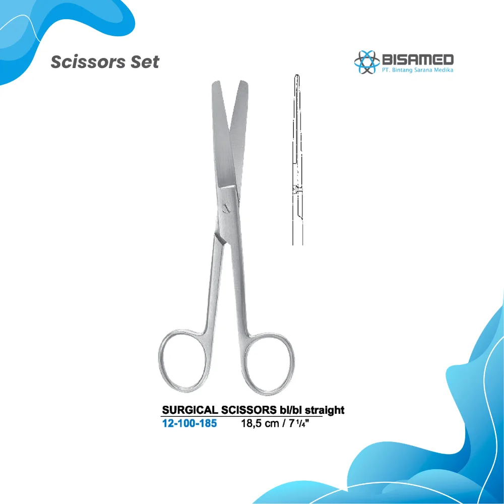 SURGICAL SCISSORS bl/bl straight 18,5 cm